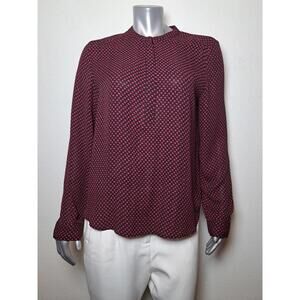 Nordstrom's  Haloge Womans Blouse Red Black Studs Tunic Office Top SZ L